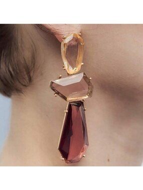 Retro Color Resin Asymmetrical Earrings